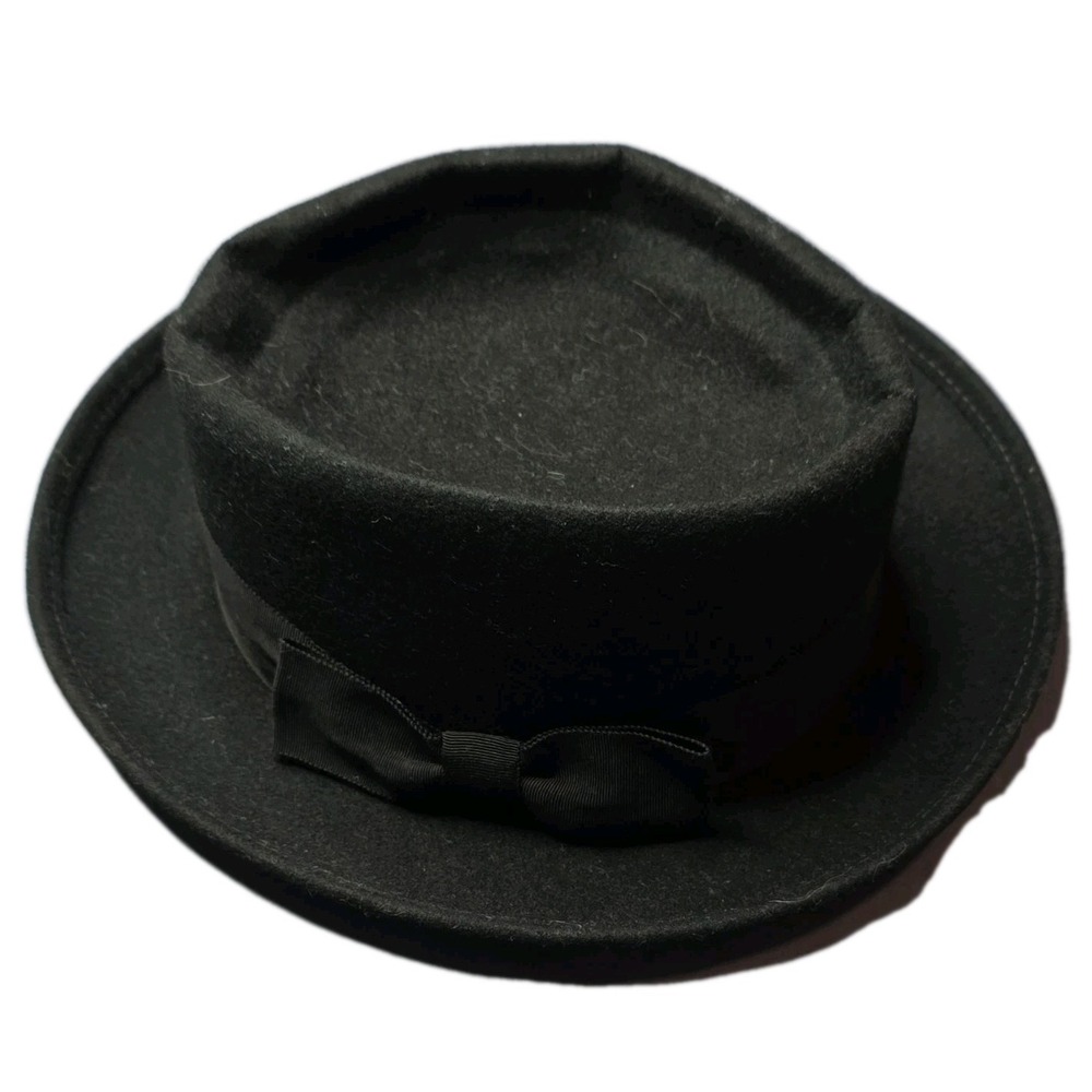 Bollman Black Fedora Hat XL Solid Pattern for Men Stylish Classic Wide Brim